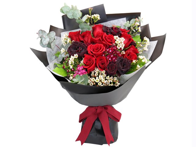 Florist Flower Bouquet - Valentine's Red Black rose florist gift PL02 - BV2S0122A1 Photo