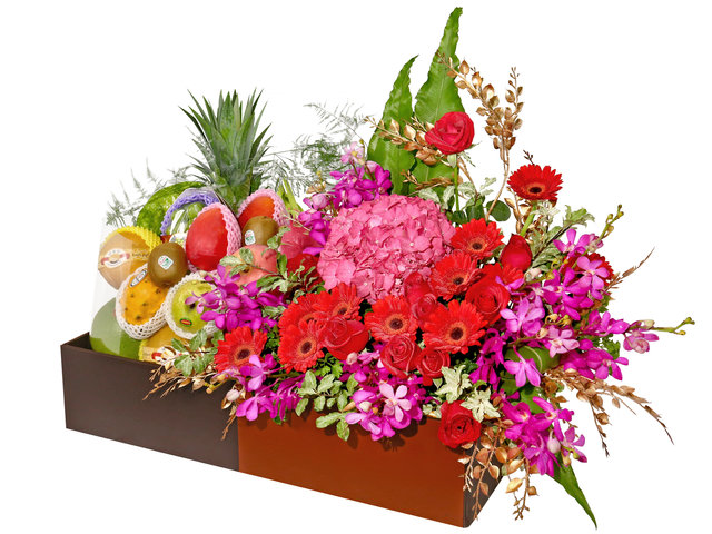 Florist Gift Set - Fruit Basket With Flowers OF017 - VE0711A7 Photo