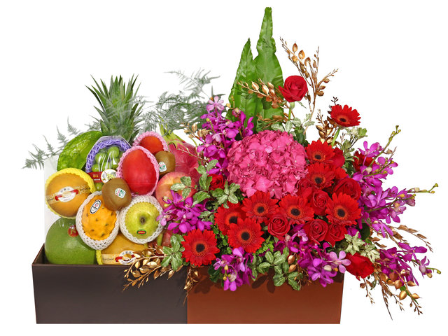 Florist Gift Set - Fruit Basket With Flowers OF017 - VE0711A7 Photo