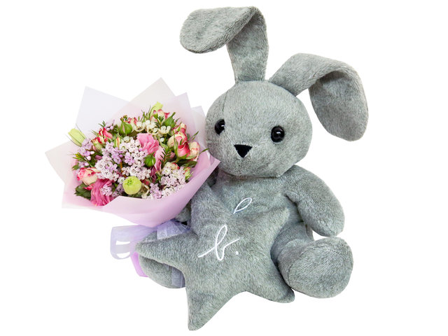 Florist Gift Set - Valentine's Day Agnes b Lapin Plush With Flower Bouquet AB01 - VAB0213B1 Photo