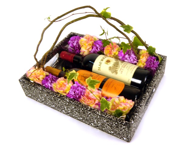 Florist Gift Set - Wine and Flowers (A) - P7767 - Give Gift Boutique