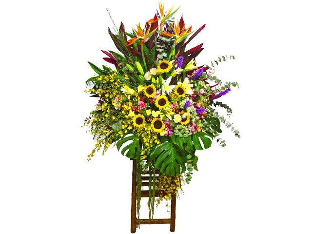 Flower Basket Stand - Joyous Rising Sun flower basket - P0505 Photo