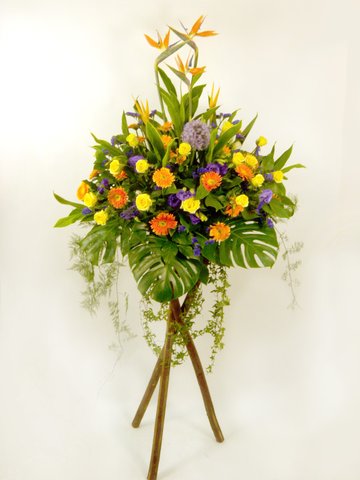 Flower Basket Stand - Orange brid flower basket - P16437 Photo