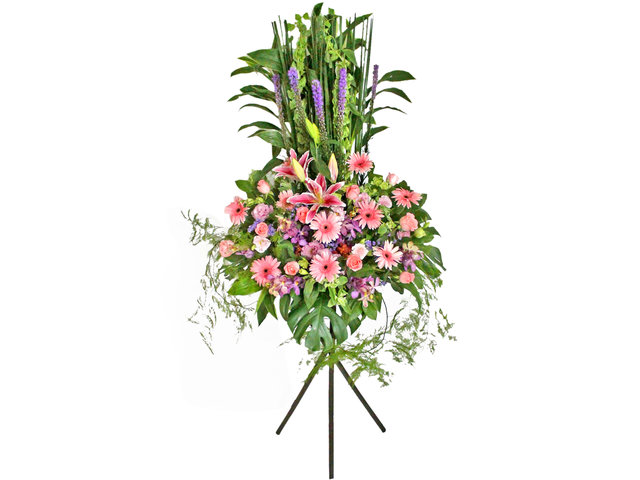 Flower Basket Stand - Pink Lady Flower Basket 2 - L50729 Photo