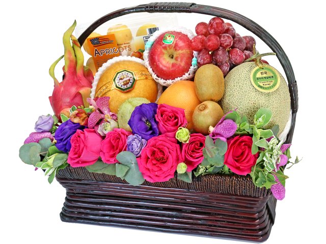 Fruit Basket - Fruit Hamper With Flowers Y6 - FT0615A2 Photo