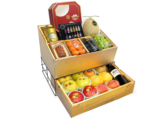 Fruit Basket - Mid Autumn Double Deck Peninsula MoonCake Fruits Gift Tower D11 - 0DP0714E7 Photo