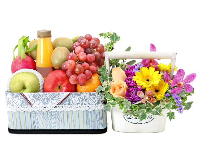 Fruit Basket - Mother's Day Gift Fruit Hamper with Flower Basket MG28 - MH0512A1 Photo