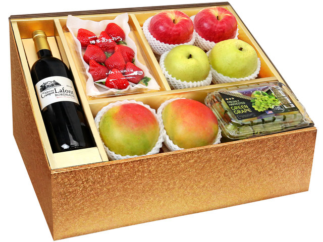 Fruit Basket - Panorama Fruits And Wine Gift Box JS6 - S0DP0105B2 Photo