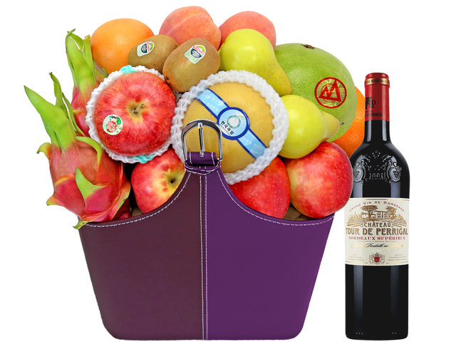 Fruit Basket - Wine And Fruit Gift Hamper FW01 - FT0831A3 Photo