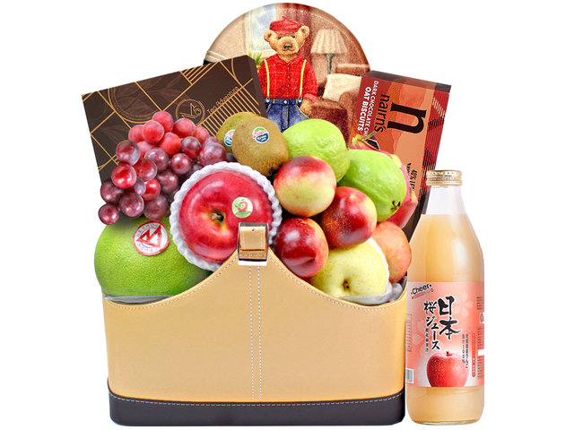 Fruit Basket - Wine Food Gift Hamper With Fruit C21 - L3105898 Photo