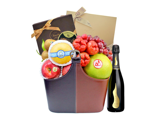 Fruit Basket - Wine Food Gift Hamper With Fruit C22 - L3105977 Photo