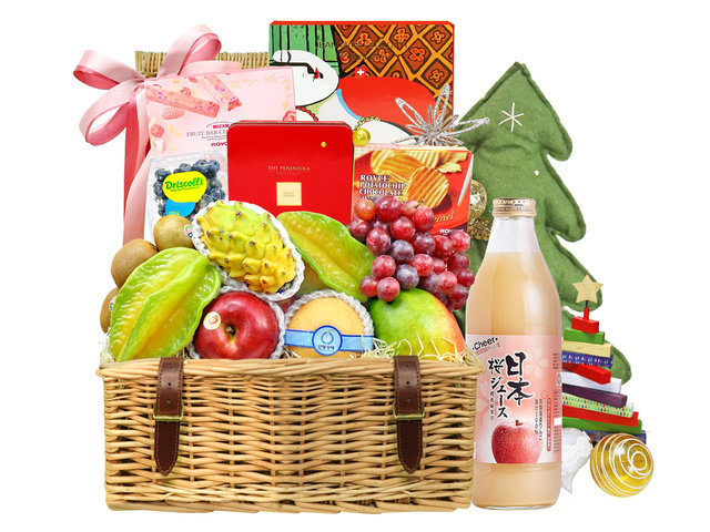 Fruit Basket - Wine Food Gift Hamper With Fruit C32M - XF21108A1 Photo