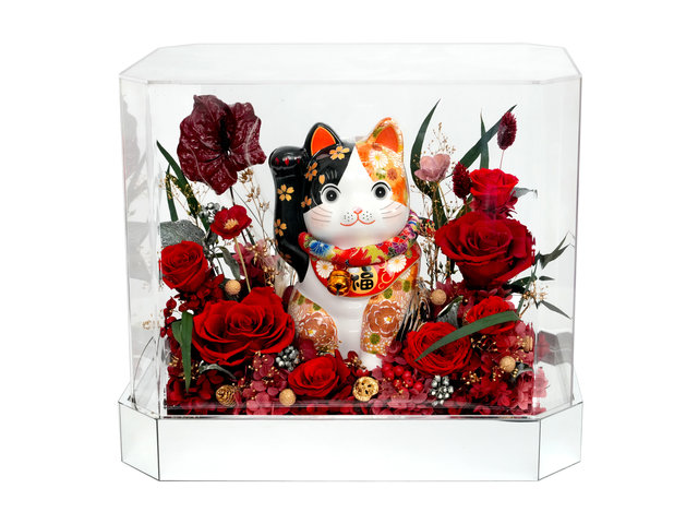Hamper A5 Board - Grand Opening Maneki-Neko Preserved Flower Box LC02 - FOB0724A2 Photo