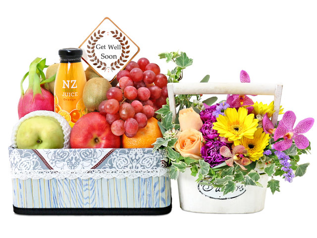 Hamper A5小賀牌 - 探病慰問水果連小花籃組合 G5 - L76602204 Photo