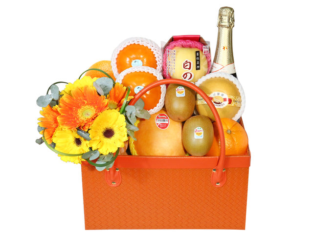 Hamper A5小贺牌 - 香槟鲜花时令水果礼篮 FT016 - VE0627A8 Photo