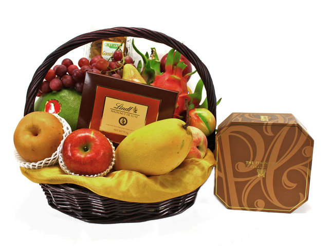 Mid-Autumn Gift Hamper - (1) ShopThurPost - Mid Autumn Mooncake Fruit Basket - L40651 Photo