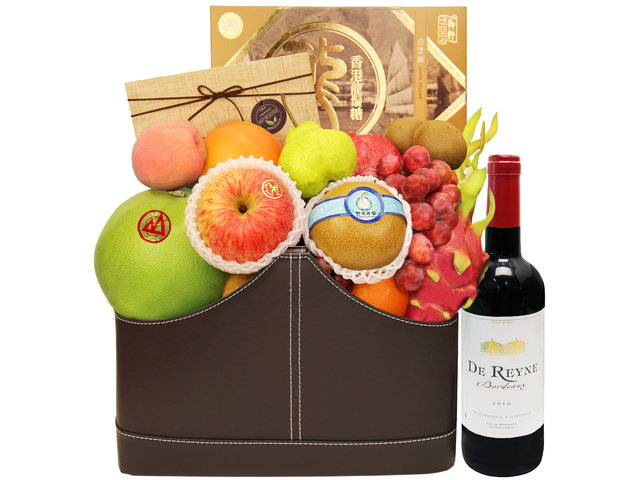Mid-Autumn Gift Hamper - Mid Autumn Fancy Wine And Food Fruit Hamper FH154 - M30718A5 Photo