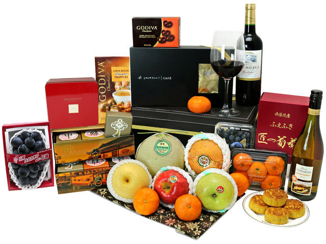 Mid-Autumn Gift Hamper - Mid Autumn Fruit Mandarin Oriental Mooncake With Deluxe Fine Wine Hamper FH112 - L76608292 Photo