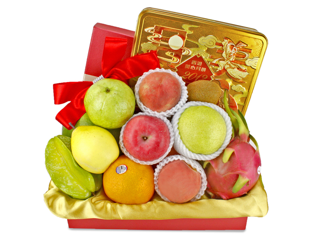 Mid-Autumn Gift Hamper - Mid-Autumn Maxim Moon Cake Fruit Gift Basket H5 - L89644 Photo