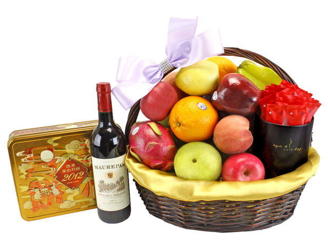 Mid-Autumn Gift Hamper - Mid-Autumn Maxim Moon Cake Fruit Gift Basket H6 - L89741 Photo