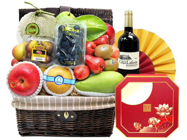 Mid-Autumn Gift Hamper - Mid Autumn Peninsula Moon Cake With Permium Picnic Wine Fruit Hamper FH206 - L76601307B Photo