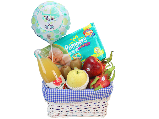New Born Baby Gift - New Born Baby Fruit Hamper with Balloon NB15 - L69116 Photo