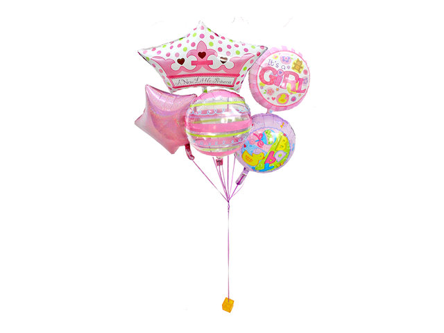 New Born Baby Gift - New Born Baby girl helium balloon X5 - L0154647s Photo
