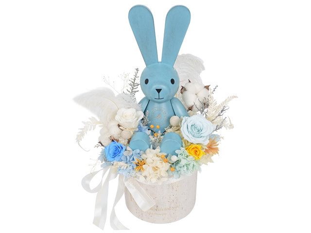 Preserved Forever Flower - Agnes b. Wooden Bunny Preserved & Dried Flower AB02 - PS1111A2 Photo