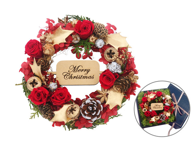 Preserved Forever Flower - Christmas Preserved Flower Wreath Gift Box M37 - L44000039 Photo