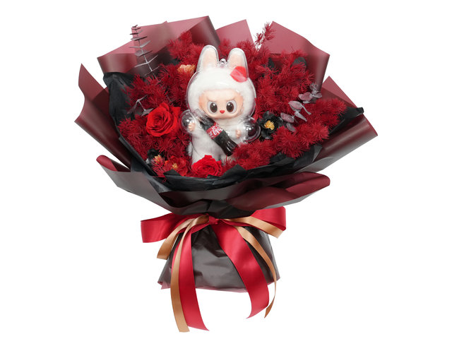 Preserved Forever Flower - Valentine Pop Mart The Monsters Labubu Coca Cola series Preserved Flower Bouquets  0115A2 - PBH0115A2 Photo