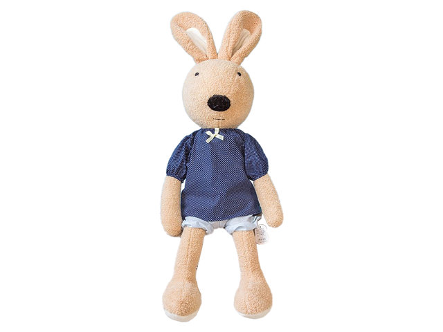 Teddy Bear n Doll - Le Sucre Rabbit (Blue Dot Pattern) - L1151 Photo