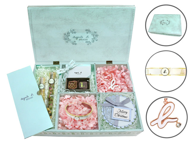 Valentines Day Flower n Gift - Agnes b. accessory Hamper V2 - L36669702v Photo