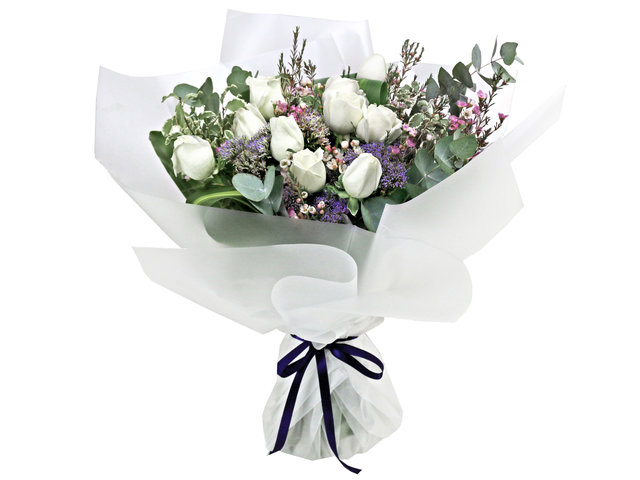 Valentines Day Flower n Gift - Valentine's White rose florist bouquet RD08 - L76604238b Photo