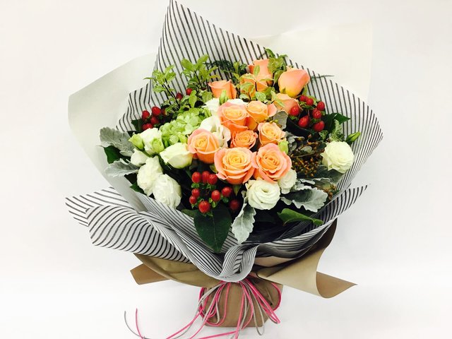 Weekly Import Flower - Limited edition - Apricot Pink Rose Bouquet LEB04 - 1BB0308A4 Photo