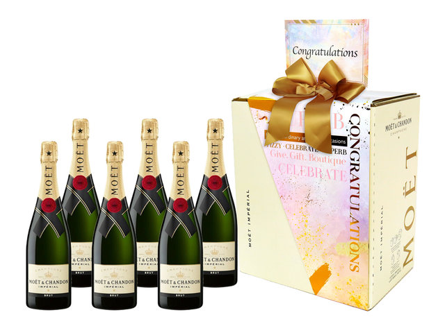 Wine n Food Hamper - Congrats Party Gift Champagne Moet & Chandon Brut Imperial 750ml Case Offer (6 Bottles) - HH0426A2 Photo
