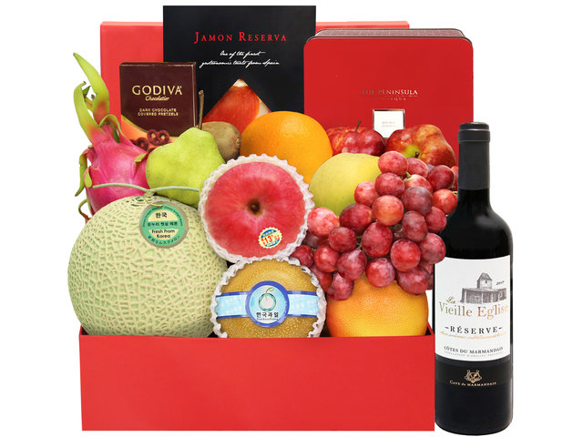 Wine n Food Hamper - Fancy Spanish Ham And Wine Fruit Hamper SO02 - SO0528A2 Photo