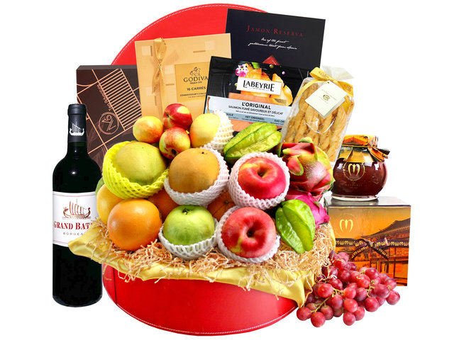 Wine n Food Hamper - Luxury Wine Food Gift Hamper With Fruit C12 - L133157 Photo