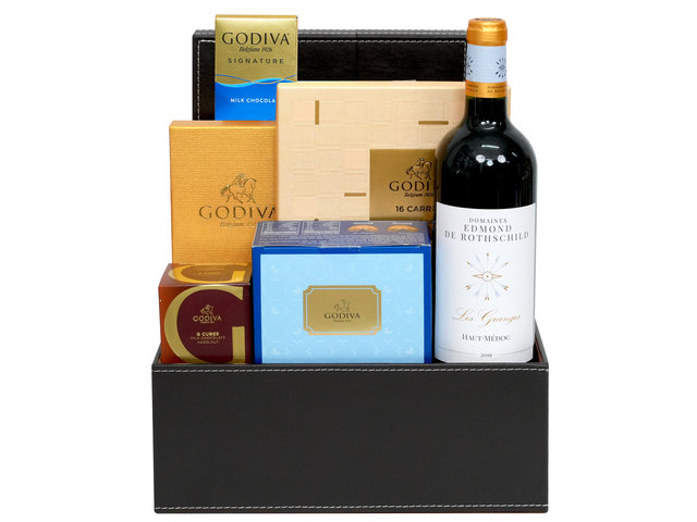 Wine n Food Hamper - Mini Godiva Chocolate And Wine Hamper FH288 - HR0613A4 Photo