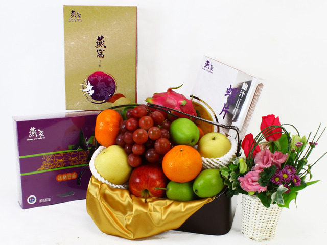 中秋果篮Hamper - 中秋节燕窝生果篮加花(B) - HS20102 Photo