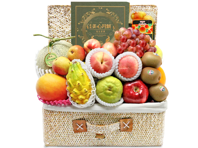 中秋果籃Hamper - 美心流心奶黃月餅中秋果籃 P34 - L76601329C Photo