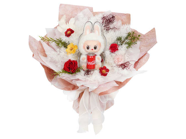 永生不死花 - 情人節Pop Mart The Monsters Labubu 可口可樂系列永生花束 0115A1  - PBH0115A1 Photo