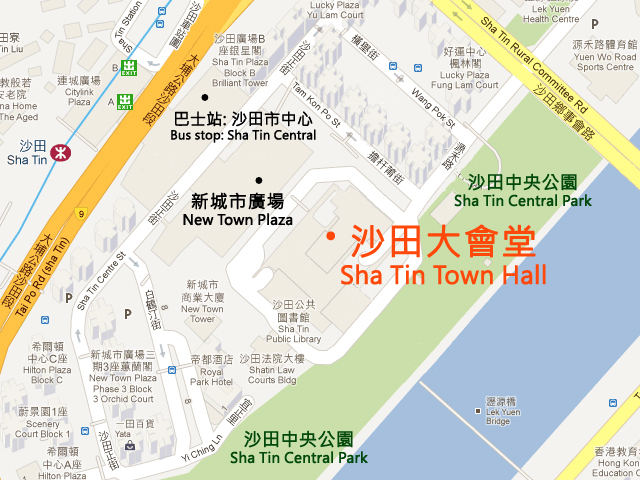 Sha Tin Town Hall Map