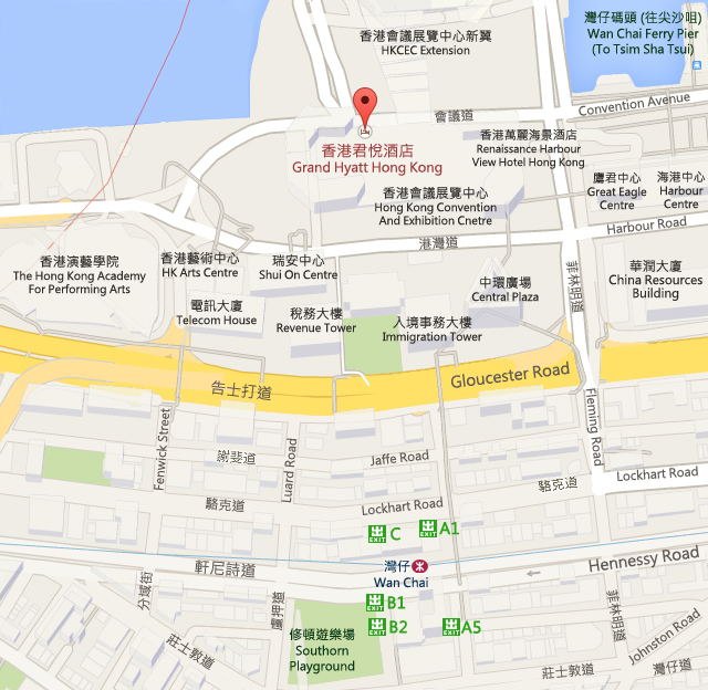Grand Hyatt Hong Kong Map